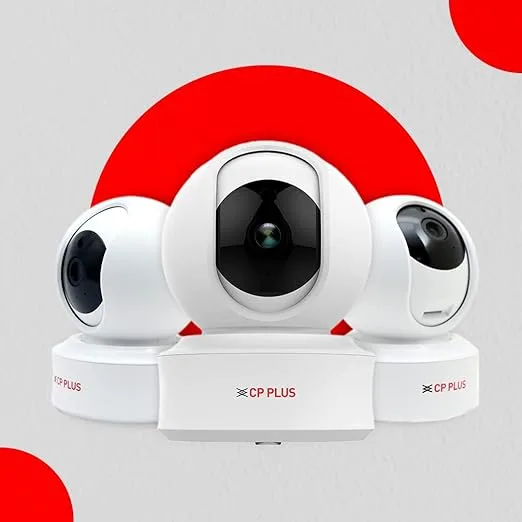 CP PLUS Smart Home Security Camera featuring 3MP resolution with clear night vision for 24/7 surveillance.