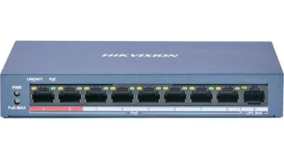 Hikvision DS-3E0510P-E/M 8 Port Gigabit Unmanaged POE Switch, LAN Capable
