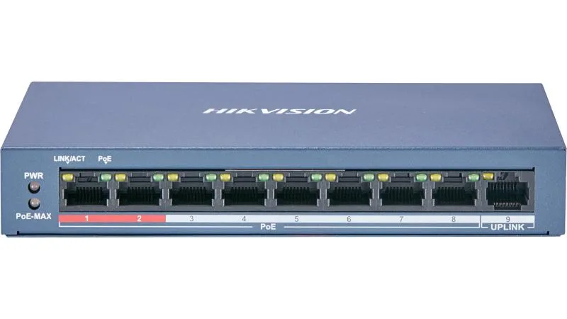 Hikvision DS-3E0510P-E/M 8 Port Gigabit Unmanaged POE Switch, LAN Capable